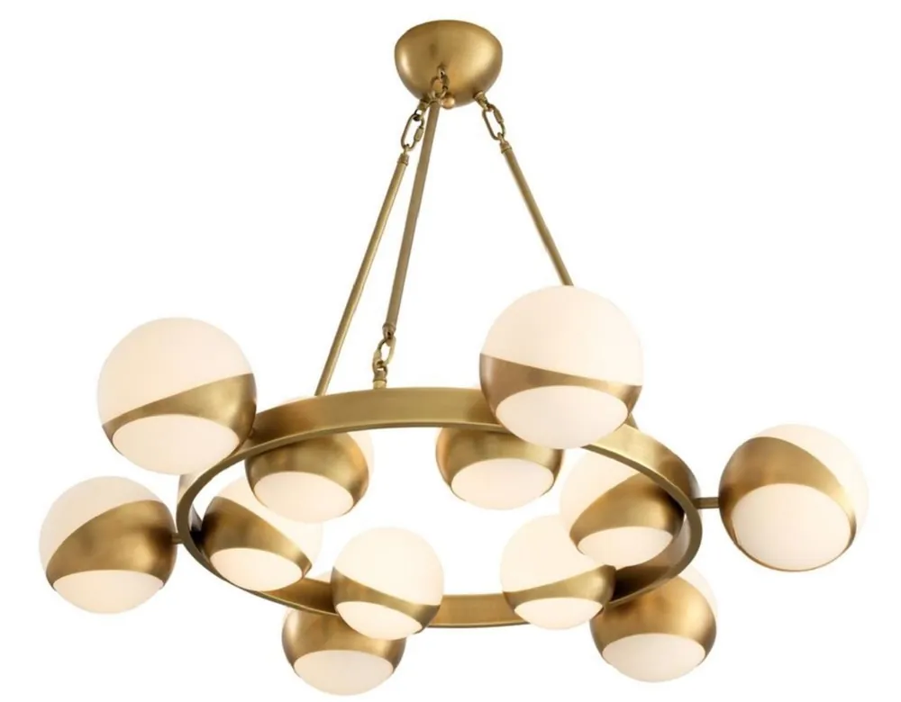 Casa Padrino lustre de luxe laiton antique / blanc Ø 96 x H. 73 cm - Mobilier de Luxe Expressversand