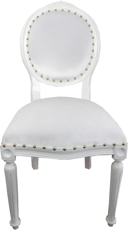 Mega-Angebot Casa Padrino chaise médaillon de luxe baroque en tissu de velours blanc / blanc