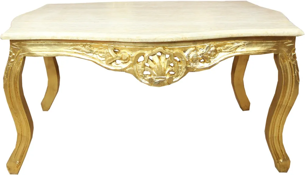Top-Angebot Casa Padrino baroque table basse en or avec plateau en marbre crème - meubles de style ancien salon
