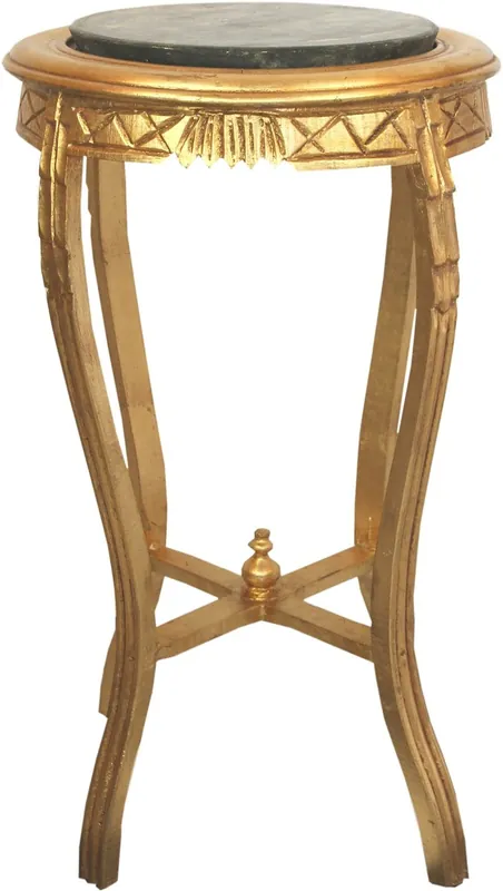 Casa Padrino Table d'Appoint Baroque avec Plateau en Marbre Or / Noir Ø 40 x H. 69 cm - Table de Téléphone Table à Fleurs Ronde de Style Ancien Sculptée à la Main Heißes Angebot