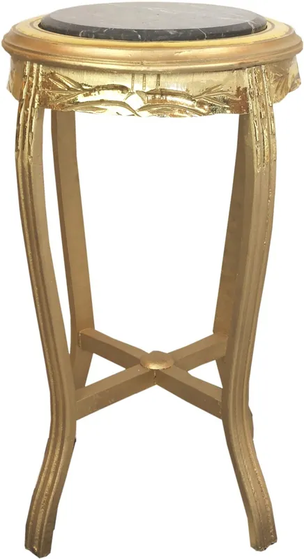 Casa Padrino Table d'Appoint Baroque avec Plateau en Marbre Or / Noir Ø 41 x H. 69 cm - Table de Téléphone Table à Fleurs Ronde de Style Ancien Sculptée à la Main Jetzt Bestellen