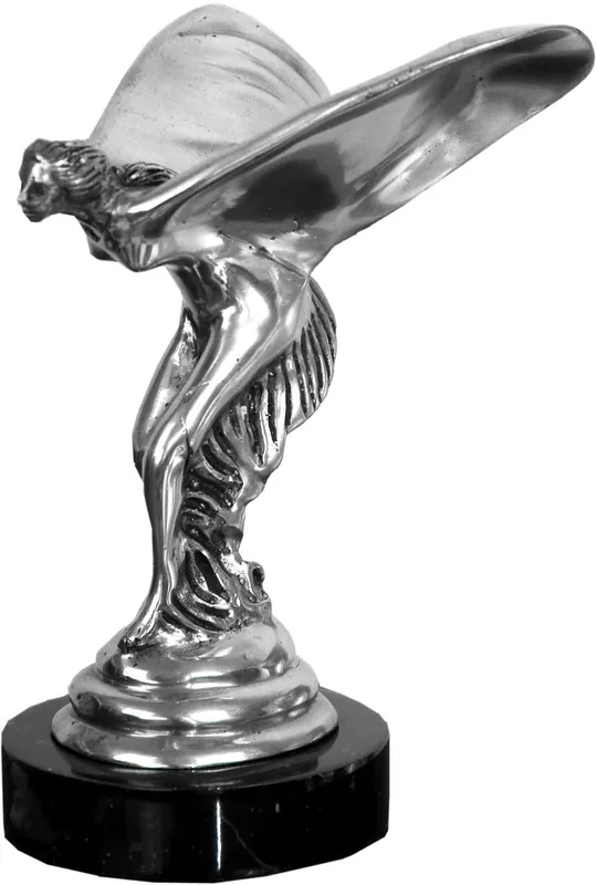 Casa Padrino Sculpture en Bronze de Luxe Dame avec Ailes Argent / Noir 15 x 17 x H. 21 cm - Figurine en Bronze Noble avec Socle en Marbre Garantierte Lieferung