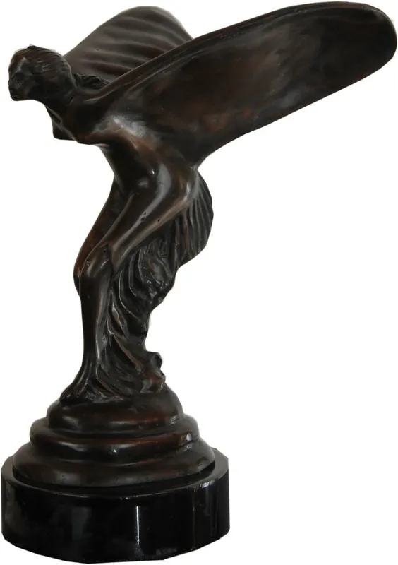 Casa Padrino Sculpture en Bronze de Luxe Dame avec Ailes Bronze / Noir 15 x 17 x H. 21 cm - Figurine en Bronze Noble avec Socle en Marbre Versand Am Gleichen Tag