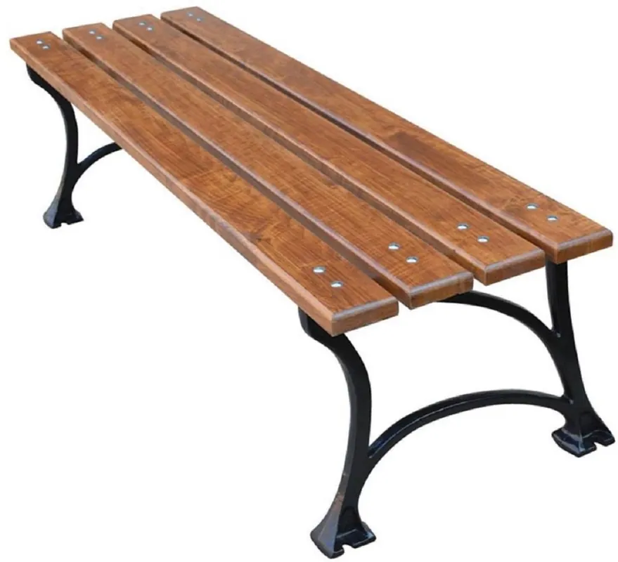 Casa Padrino Banc de jardin Art Nouveau sans Dossier Marron / Noir 180 x 43 x H. 42 cm - Banc de Parc Banc en Bois - Mobilier de Jardin Nur Für Kurze Zeit