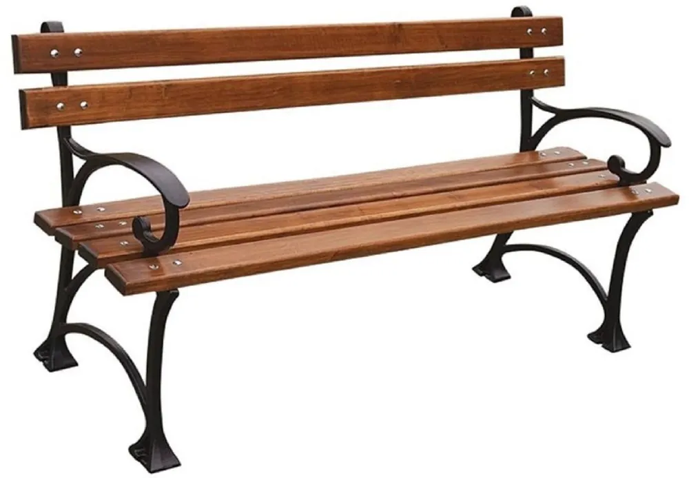 Casa Padrino Banc de Parc Art Nouveau Marron / Noir 180 x 44 x H. 73 cm - Banc de Jardin avec Accoudoirs - Mobilier de Jardin Schneller Versand