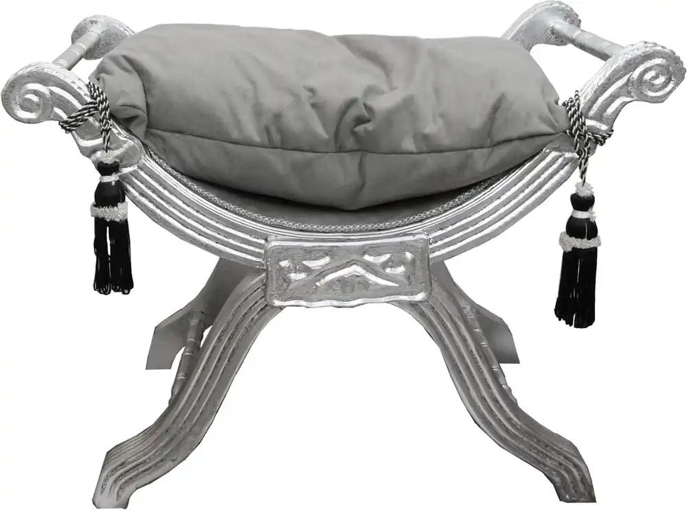 Casa Padrino Tabouret Baroque - Tabouret croix gris / argenté - Mobilier Neue Kollektion