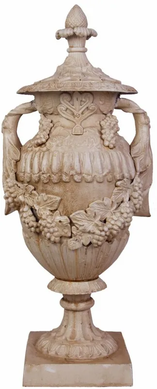 Casa Padrino urna / vaso in ghisa barocco con coperchio bianco antico 38 x 32 x H. 91,4 cm - Decorazione da Giardino in Stile Barocco Sofort Bestellen