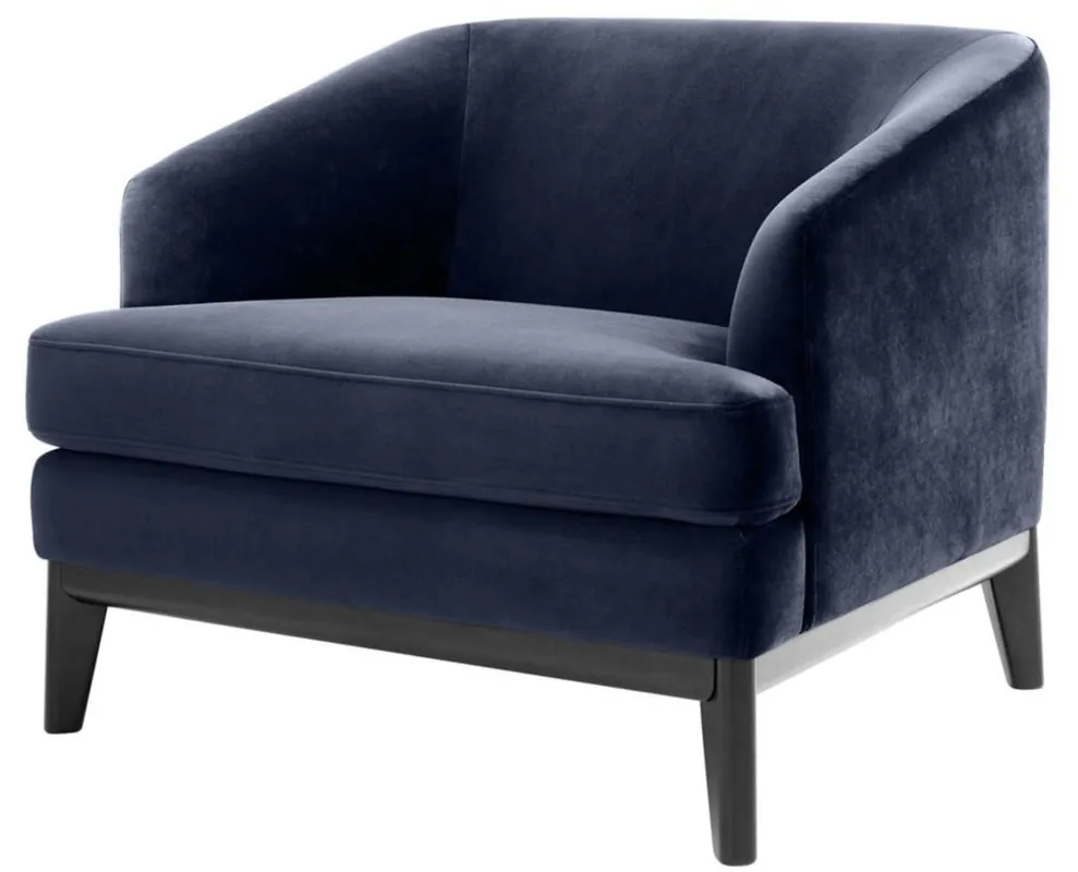 Casa Padrino Poltrona di Lusso Blu Notte / Nero 85 x 90 x H. 75 cm - Poltroncina da Salotto Preiswert