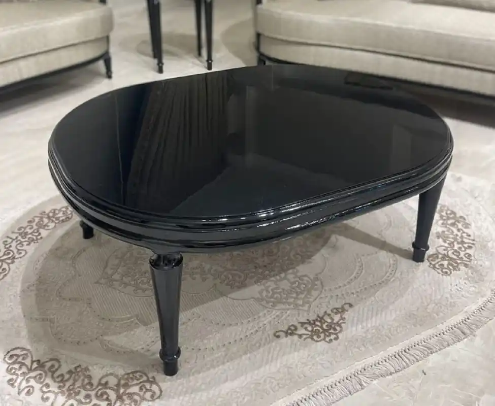 Casa Padrino table basse baroque de luxe noir - Table de salon ovale de style baroque - Meubles de salon de luxe de style baroque - Meuble baroque - Noble et Magnifique Highlight