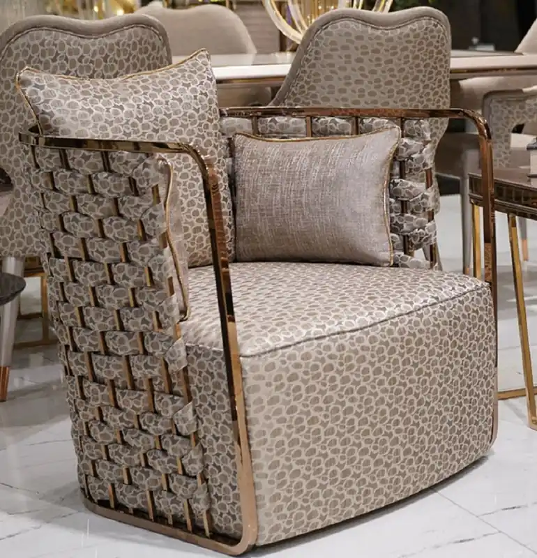 Casa Padrino fauteuil de luxe gris / or - Fauteuil de salon - Fauteuil d'hôtel - Meubles de salon - Meubles d'hôtel - Meubles de luxe Preisknaller