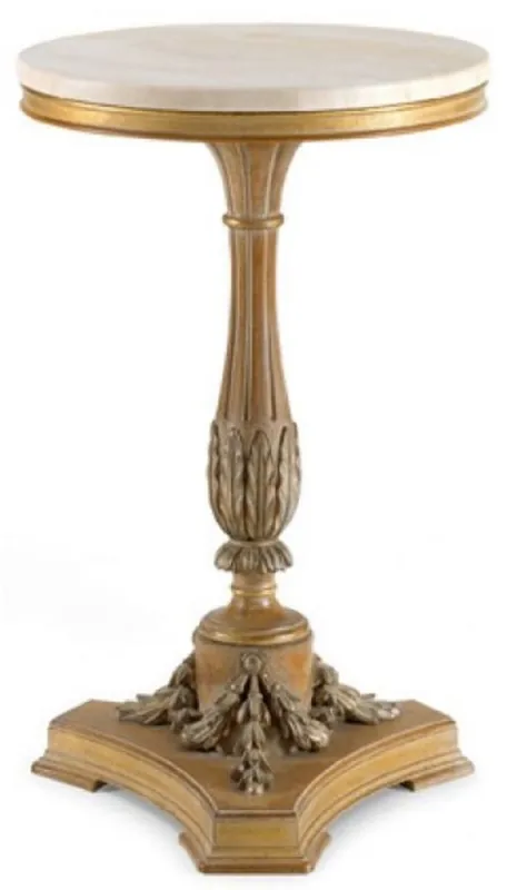 Casa Padrino table d'appoint baroque de luxe marron antique / crème - Magnifique table en bois massif avec plateau en marbre - Meuble de luxe de style baroque - Qualité de luxe - Fabriqué en Italie Must-Have