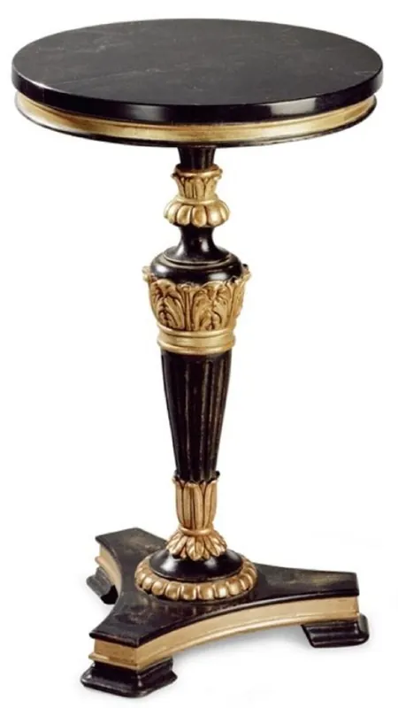 Echt Casa Padrino table d'appoint baroque de luxe noir antique / or antique / noir - Magnifique table en bois massif avec plateau en marbre - Meuble de luxe de style baroque - Fabriqué en Italie