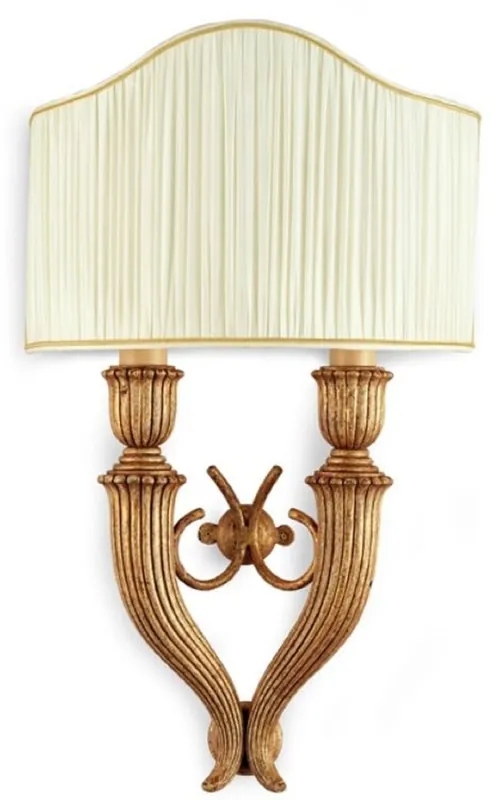 Casa Padrino applique murale double baroque de luxe or antique / crème or 29 x 15 x H. 47 cm - Magnifique applique de style baroque - Luminaires baroques - Qualité de luxe - Fabriquée en Italie Super-Preis