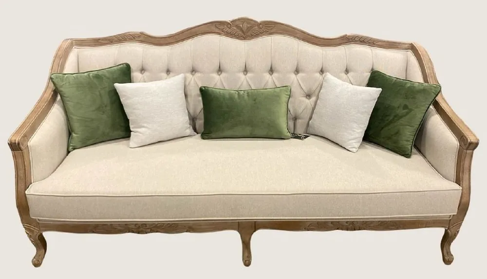 Casa Padrino canapé baroque de luxe crème / naturel - Canapé de salon fait main - Meubles de salon de luxe de style baroque - Intérieur baroque - Noble & Magnifique Sichere Zahlung