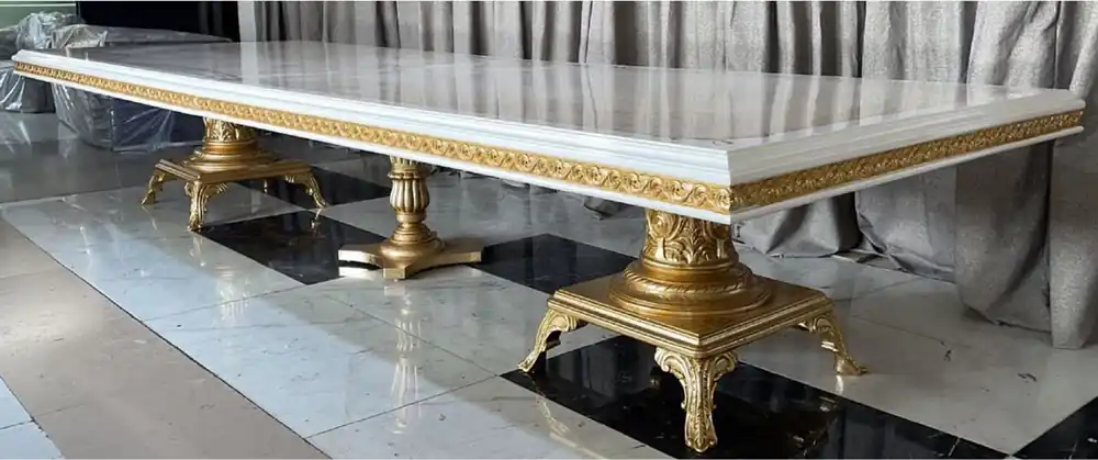 Casa Padrino table de salle à manger baroque de luxe crème / blanc / or 500 cm - Immense table de salle à manger - Meuble de salle à manger de style baroque - Meuble baroque - Ameublement baroque Meistverkauft