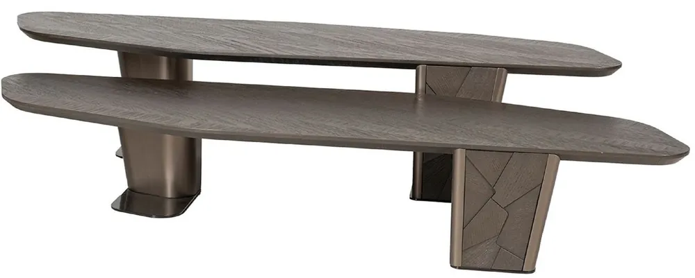 Geprüft Casa Padrino ensemble de 2 tables basse de luxe marron foncé / bronze - Tables de salon de luxe - Meubles de salon - Meubles d'hôtel - Meubles de luxe