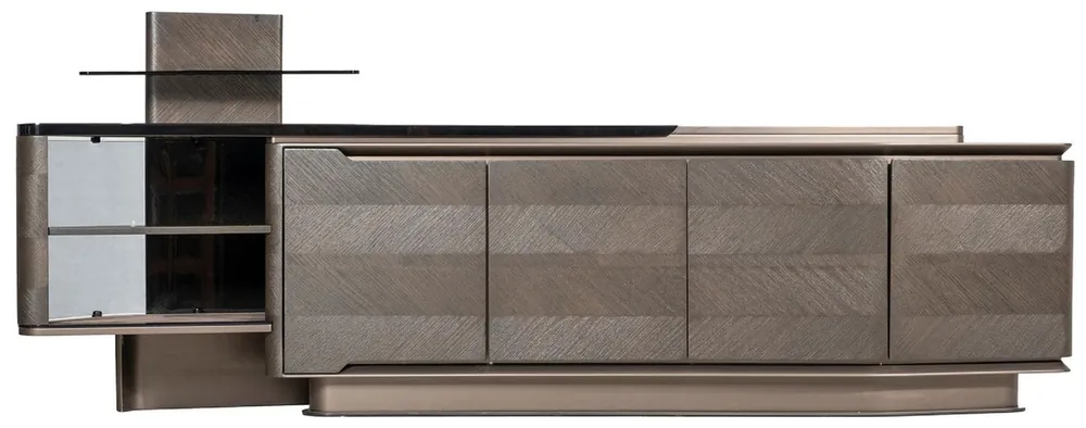 Bestpreis Casa Padrino buffet de luxe marron foncé / bronze / noir 260,8 x 57,3 x H. 90,3 cm - Armoire en bois massif avec 4 portes - Meubles d'hôtel - Meubles de luxe - Qualité de luxe