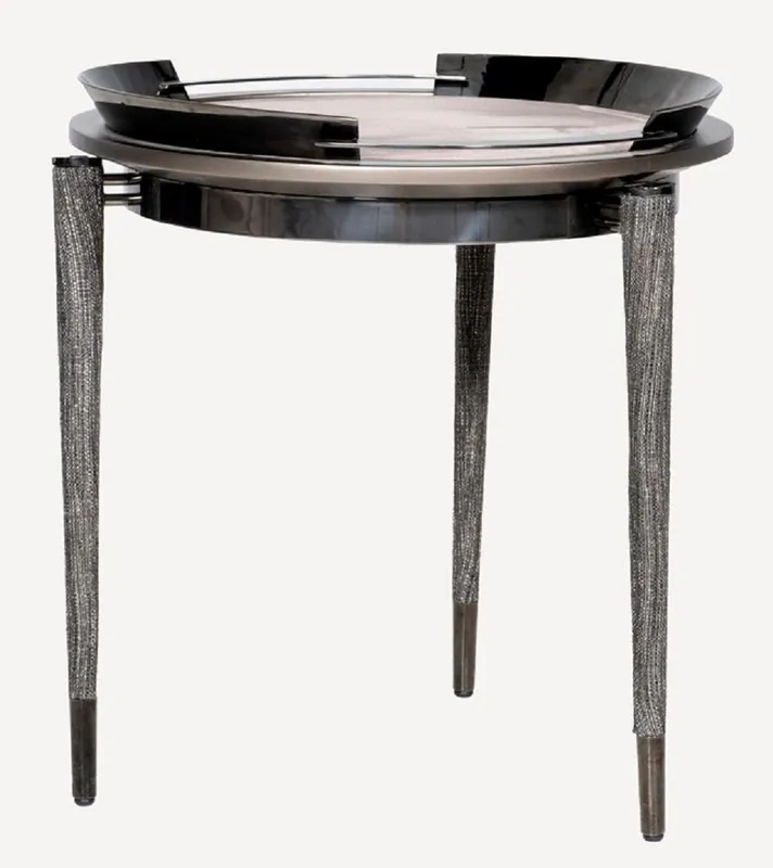 Casa Padrino table d'appoint de luxe à 3 pieds gris / noir / bronze Ø 53 x H. 55,16 cm - Table d'appoint de salon ronde - Table d'hôtel - Meubles de salon - Meubles d'hôtel - Qualité de luxe Must-Have