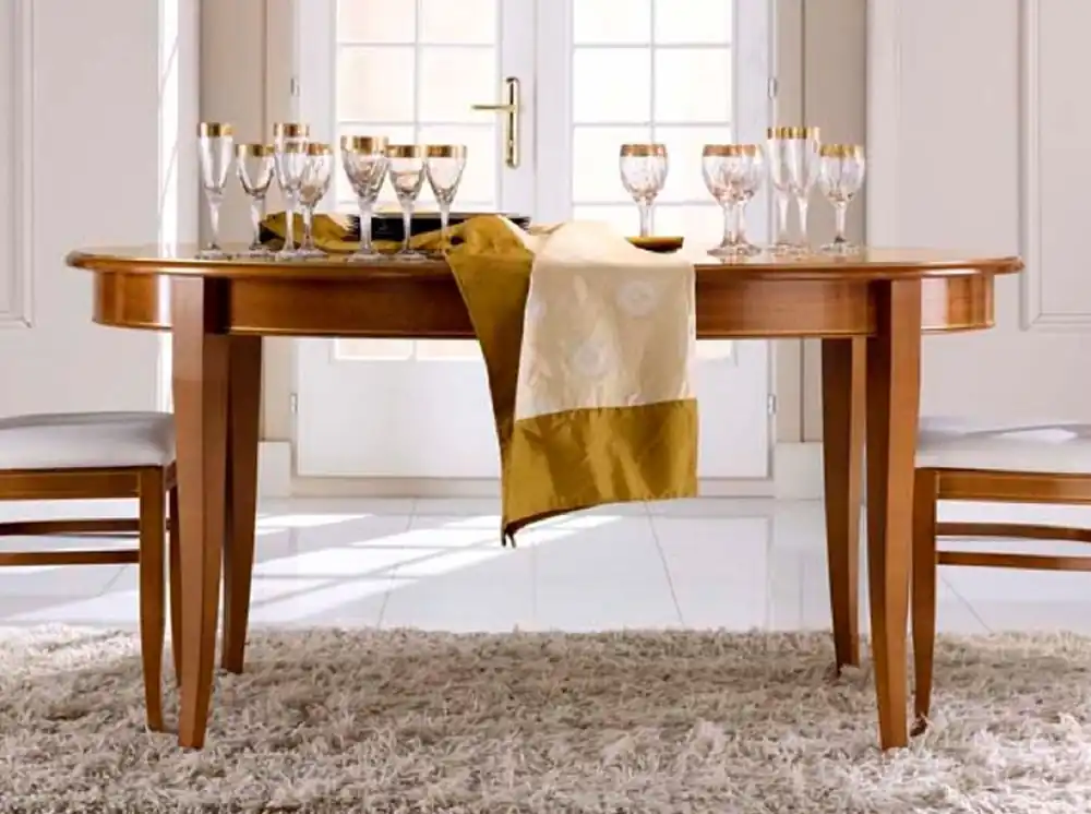 Solange Der Vorrat Reicht Casa Padrino table à manger Biedermeier de luxe marron - Table de salle à manger ovale extensible en bois massif - Meubles de salle à manger Biedermeier - Qualité de Luxe - Fabriqué en Italie