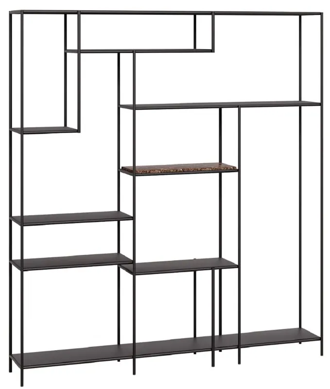 Casa Padrino armoire étagère de luxe en métal avec plateau en marbre noir / marron 180 cm Saisonangebot