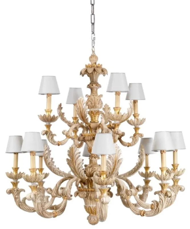 Geprüft Casa Padrino lustre baroque de luxe naturel / blanc Ø 114 cm