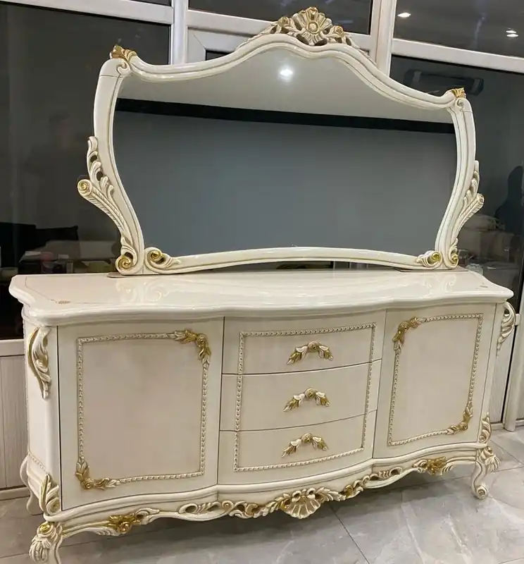 Neue Ware Casa Padrino buffet baroque de luxe 220 cm avec miroir crème / or