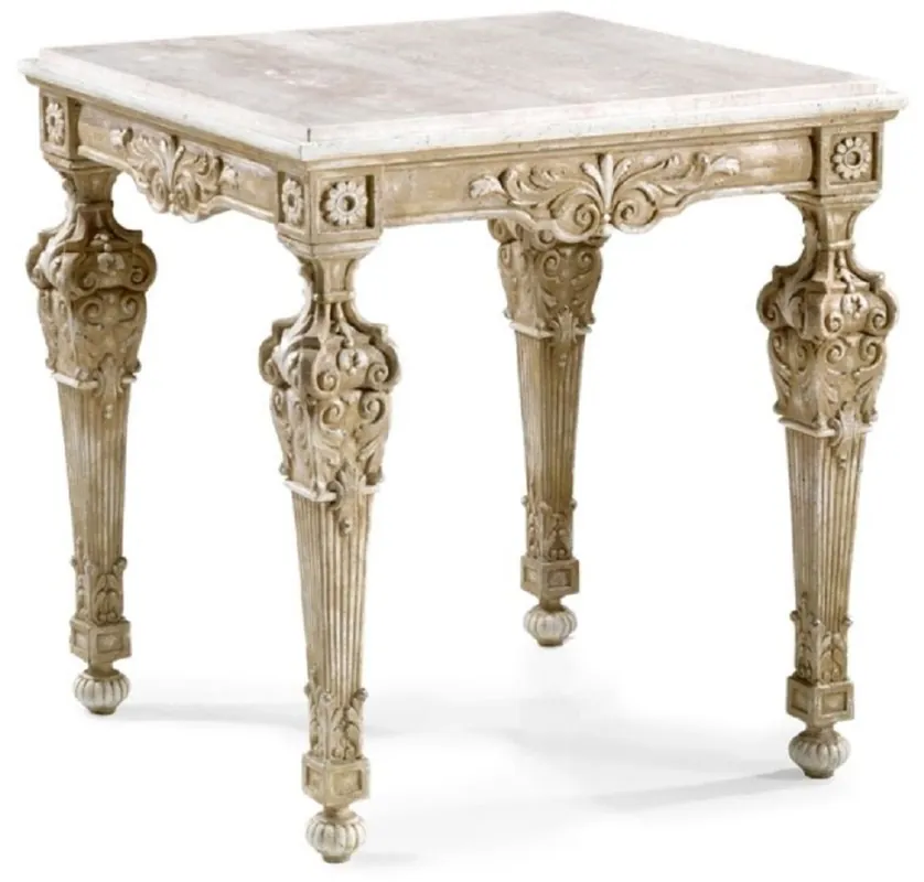 Casa Padrino table d'appoint baroque de luxe beige antique / blanc - Fabriqué en Italie Sonderangebot