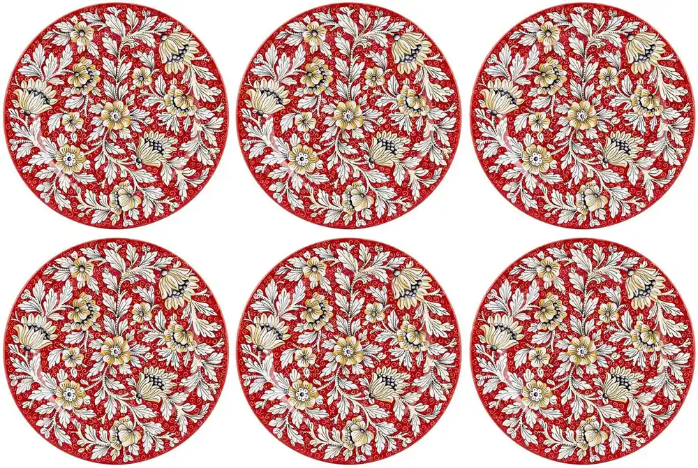 Casa Padrino ensemble de 6 assiettes de luxe en céramique rouge Ø 32 cm - Fabriqué en Italie Schnäppchen
