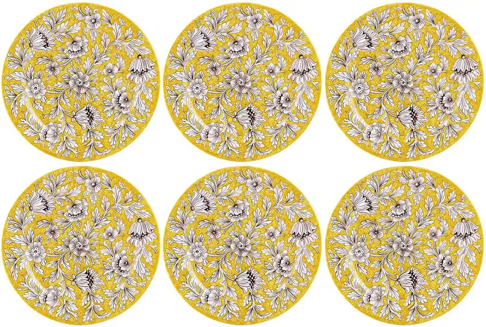 Casa Padrino ensemble de 6 assiettes de luxe en céramique jaune Ø 32 cm - Fabriqué en Italie Neu