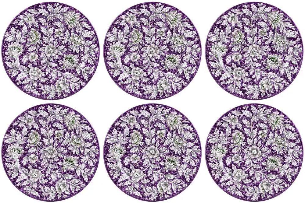 Casa Padrino ensemble de 6 assiettes de luxe en céramique violet Ø 32 cm - Fabriqué en Italie Garantierte Lieferung