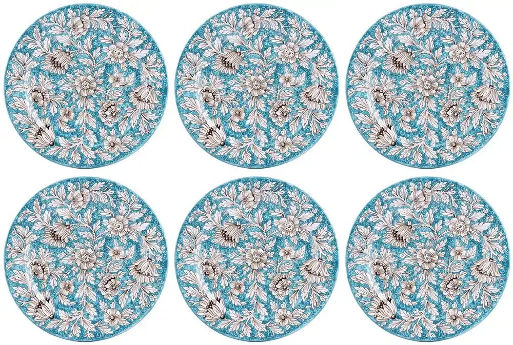 Expressversand Casa Padrino ensemble de 6 assiettes de luxe en céramique bleu clair Ø 32 cm - Fabriqué en Italie