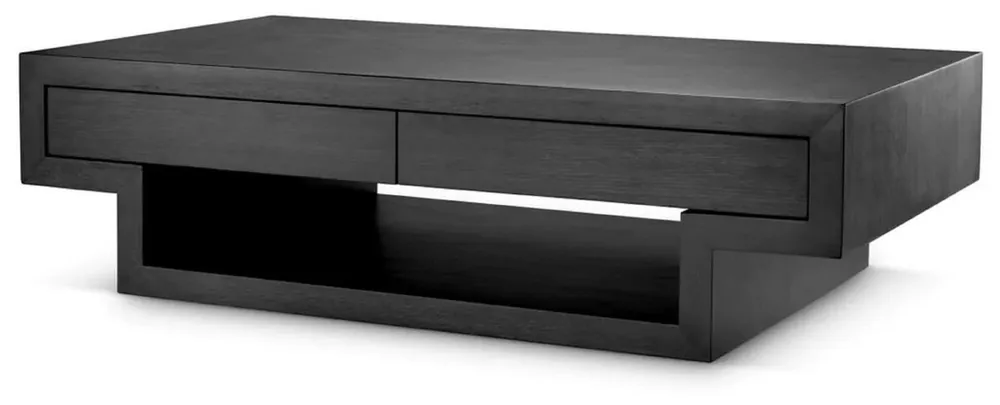 Casa Padrino table basse de luxe avec 4 tiroirs noir gris 140 cm Schnäppchen
