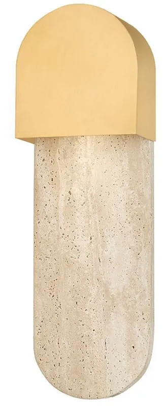 Casa Padrino applique murale LED de luxe en travertin beige / laiton H. 40,64 cm Preisreduziert