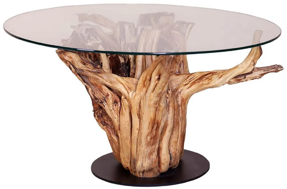 Beliebt Casa Padrino table basse de luxe avec plateau en verre naturel / noir Ø 90 cm