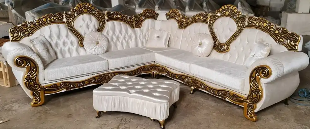 Casa Padrino canapé d'angle baroque de luxe crème / or Sale