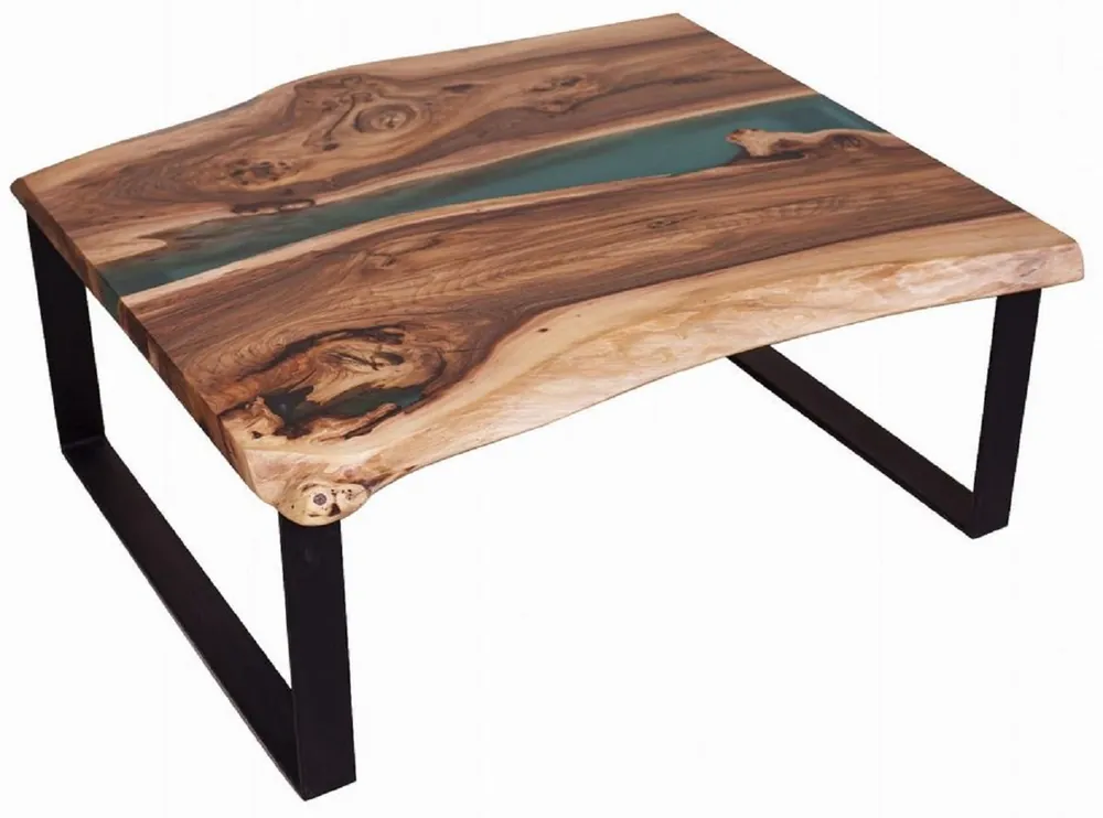 Nur Heute Casa Padrino table basse de luxe marron / naturel / vert / noir 95 cm