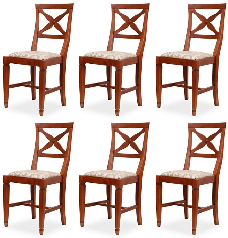 Highlight Casa Padrino ensemble de 6 chaises de salle à manger Biedermeier gris / marron