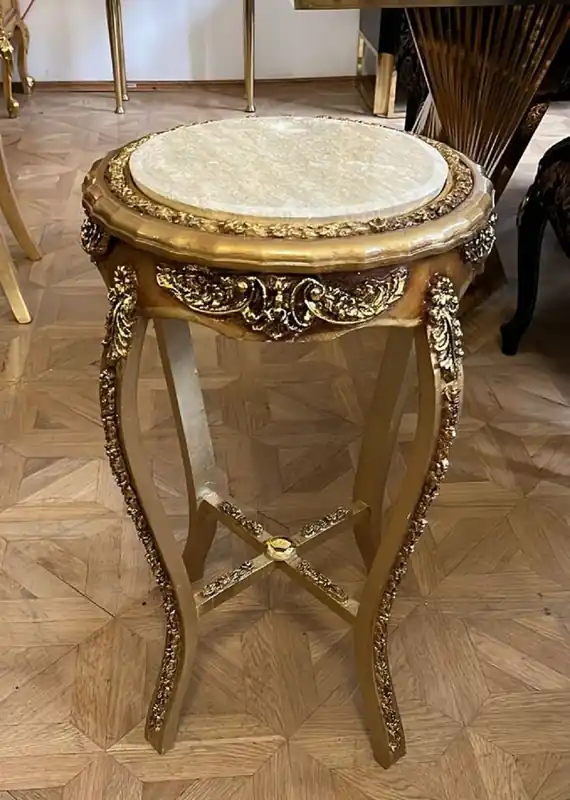 Casa Padrino table d'appoint baroque avec plateau en marbre or / crème H. 73 cm Abverkauf