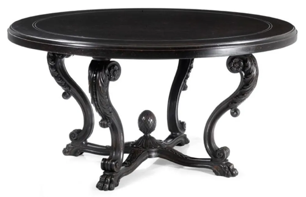 Sofort Bestellen Casa Padrino table à manger baroque de luxe noir antique Ø 150 cm - Fabriqué en Italie