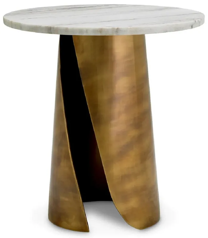 Super-Preis Casa Padrino table d'appoint de luxe avec plateau en marbre blanc / laiton vintage Ø 45 cm
