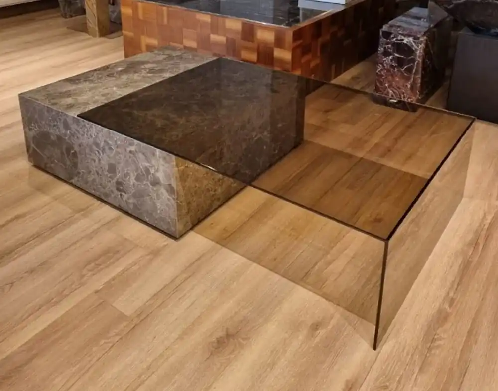 Jetzt Kaufen Casa Padrino Table Basse de Luxe en Marbre avec Plateau en Verre Gris 150 cm