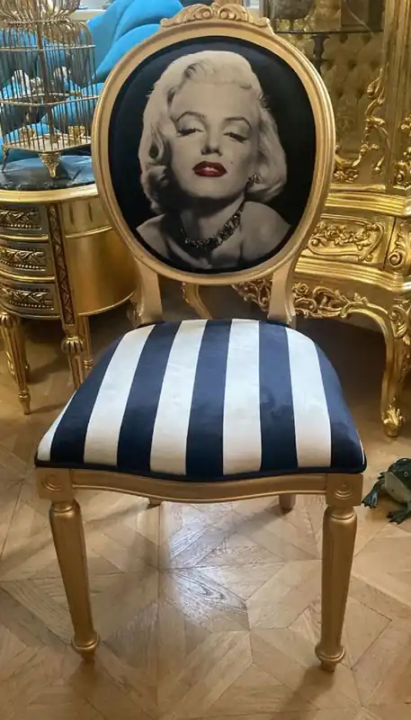 Casa Padrino chaise de salle à manger baroque Marilyn Monroe avec rayures Finale Aktion