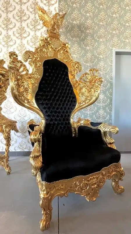 Direktkauf Casa Padrino fauteuil trône baroque avec sculpture d'aigle noir / or