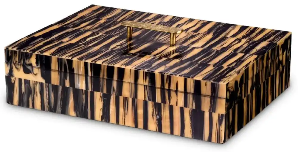 Casa Padrino Boite à Bijoux de Luxe Naturel / Noir / Laiton 41 cm Heißes Angebot