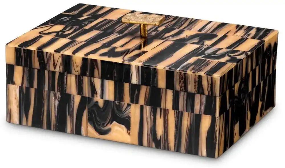 Rabatt Casa Padrino Boite à Bijoux de Luxe Naturel / Noir / Laiton 28 cm
