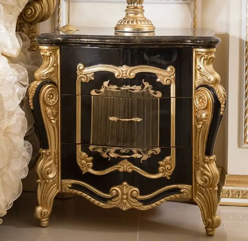 Casa Padrino table de chevet baroque de luxe avec 3 tiroirs noir / or Sale