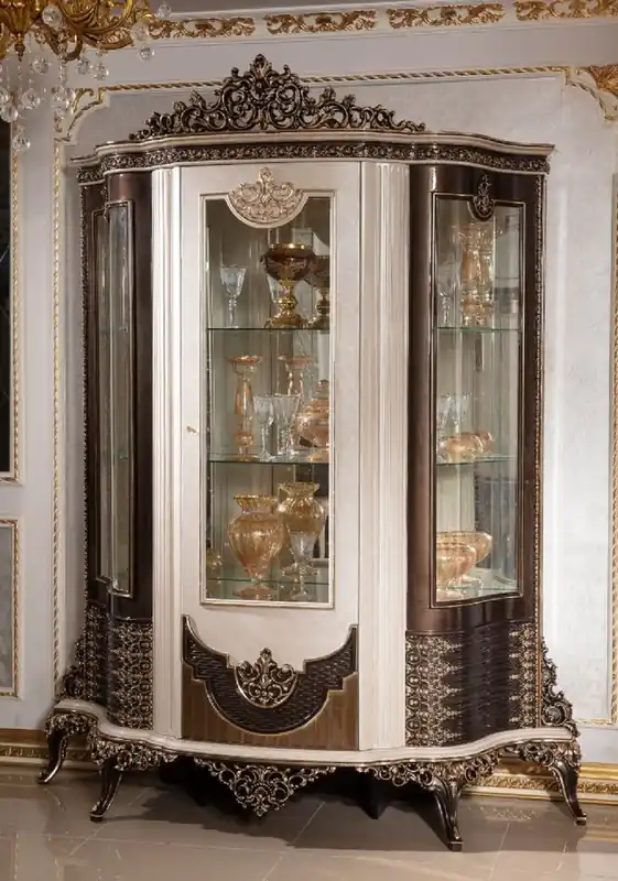 Mega-Angebot Casa Padrino vitrine baroque de luxe avec porte crème / marron foncé / or