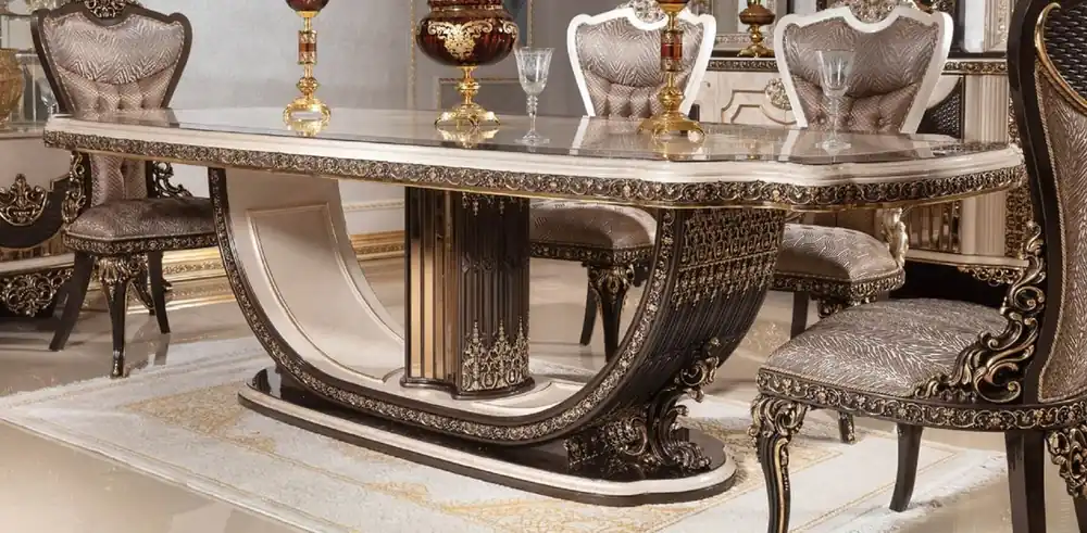 Casa Padrino table à manger baroque de luxe crème / marron foncé / or 250 cm Knallerangebot