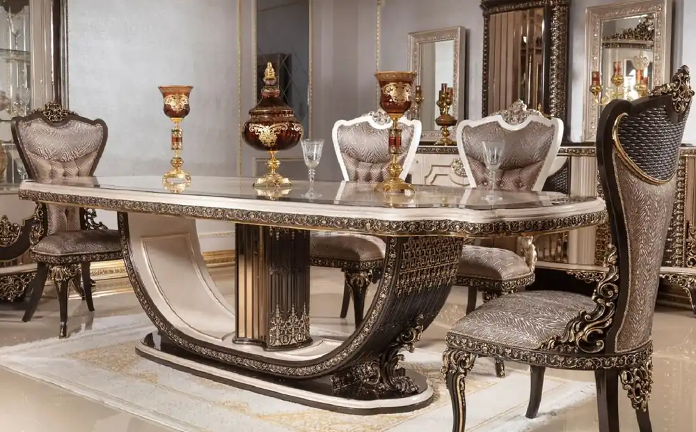 Casa Padrino ensemble de salle à manger baroque de luxe - 1 Table à manger 250 cm & 6 chaises Nur Heute