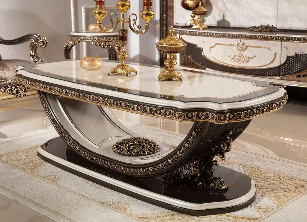 Casa Padrino table basse baroque de luxe crème / marron foncé / or 168 cm Aktuell